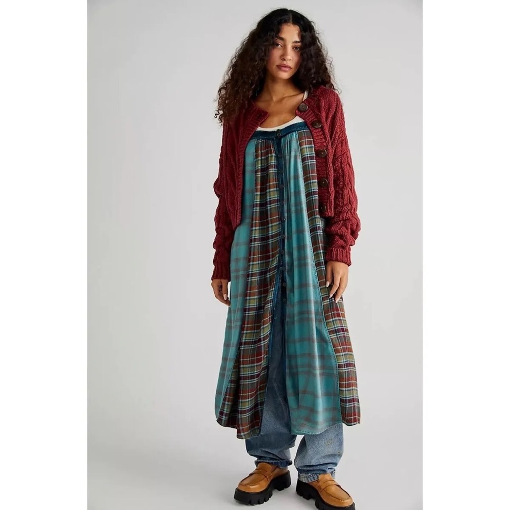 Free People Riley Plaid Midi Dress